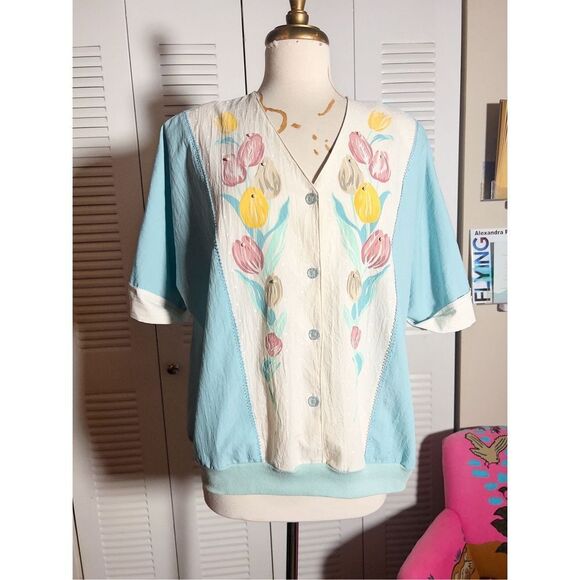 Teddi | Women’s | Blouse | XL | Floral Pastel Cottage Core Vintage Top - Picture 1 of 7